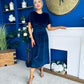 Maggie Angel Sleeve Velvet Occasion Dress Navy