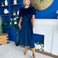 Maggie Angel Sleeve Velvet Occasion Dress Navy