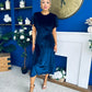 Maggie Angel Sleeve Velvet Occasion Dress Navy