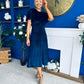 Maggie Angel Sleeve Velvet Occasion Dress Navy