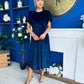 Maggie Angel Sleeve Velvet Occasion Dress Navy