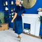 Maggie Angel Sleeve Velvet Occasion Dress Navy