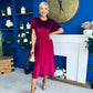 Maggie Angel Sleeve Velvet Occasion Dress Wine