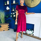 Maggie Angel Sleeve Velvet Occasion Dress Wine