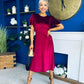 Maggie Angel Sleeve Velvet Occasion Dress Wine