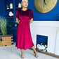 Maggie Angel Sleeve Velvet Occasion Dress Wine