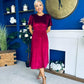 Maggie Angel Sleeve Velvet Occasion Dress Wine