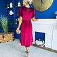Maggie Angel Sleeve Velvet Occasion Dress Wine