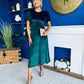Maggie Angel Sleeve Velvet Occasion Dress Forest