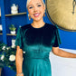 Maggie Angel Sleeve Velvet Occasion Dress Forest