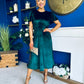 Maggie Angel Sleeve Velvet Occasion Dress Forest