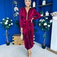 Elaine Plunging Velvet Occasion Dress Wine