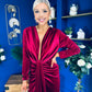 Elaine Plunging Velvet Occasion Dress Wine