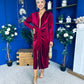 Elaine Plunging Velvet Occasion Dress Wine