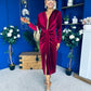 Elaine Plunging Velvet Occasion Dress Wine
