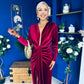 Elaine Plunging Velvet Occasion Dress Wine