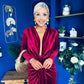 Elaine Plunging Velvet Occasion Dress Wine