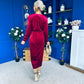 Elaine Plunging Velvet Occasion Dress Wine