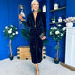 Elaine Plunging Velvet Occasion Dress Black