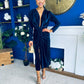 Elaine Plunging Velvet Occasion Dress Navy