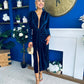 Elaine Plunging Velvet Occasion Dress Navy