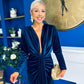 Elaine Plunging Velvet Occasion Dress Navy