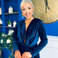Elaine Plunging Velvet Occasion Dress Navy
