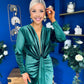 Elaine Plunging Velvet Occasion Dress Green