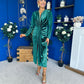 Elaine Plunging Velvet Occasion Dress Green