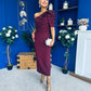 April Pearl Embellished Occasion Midi Dress Burgundy