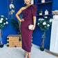 April Pearl Embellished Occasion Midi Dress Burgundy