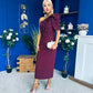 April Pearl Embellished Occasion Midi Dress Burgundy