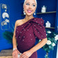 April Pearl Embellished Occasion Midi Dress Burgundy