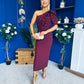 April Pearl Embellished Occasion Midi Dress Burgundy
