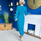 Bria Gathered Detail Midi Dress Teal