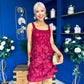 Celeste 3D Floral Square Neck Mini Dress Wine