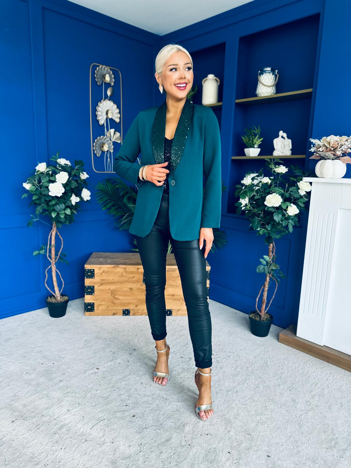 Yasmin Sequin Detail Blazer Forest