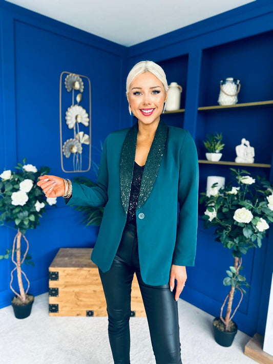 Yasmin Sequin Detail Blazer Forest