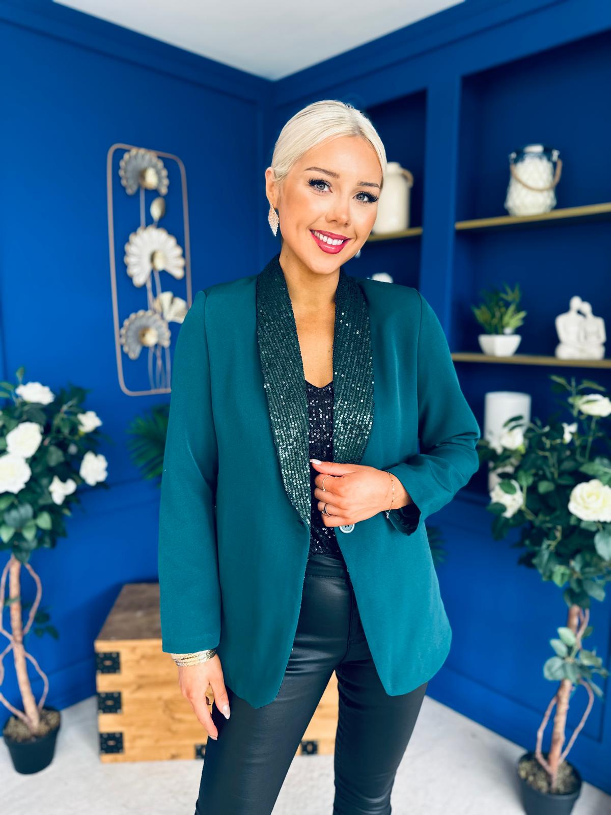 Yasmin Sequin Detail Blazer Forest