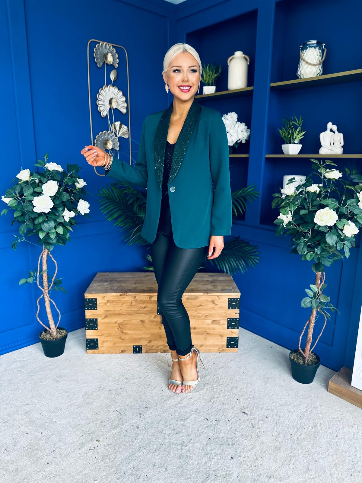 Yasmin Sequin Detail Blazer Forest