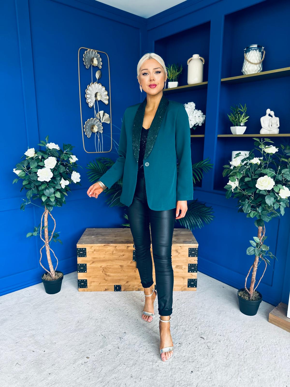 Yasmin Sequin Detail Blazer Forest