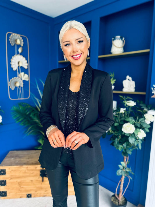 Yasmin Sequin Detail Blazer Black