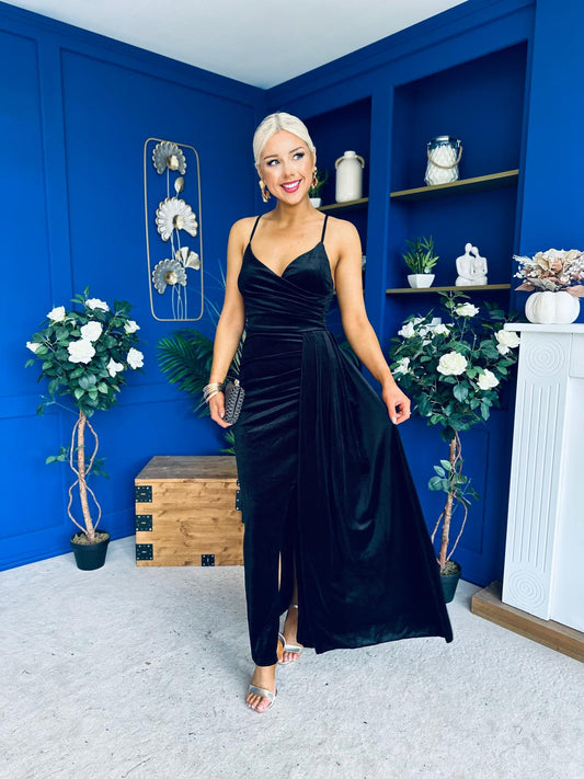 Libby Pleat Detail Midi Dress Black