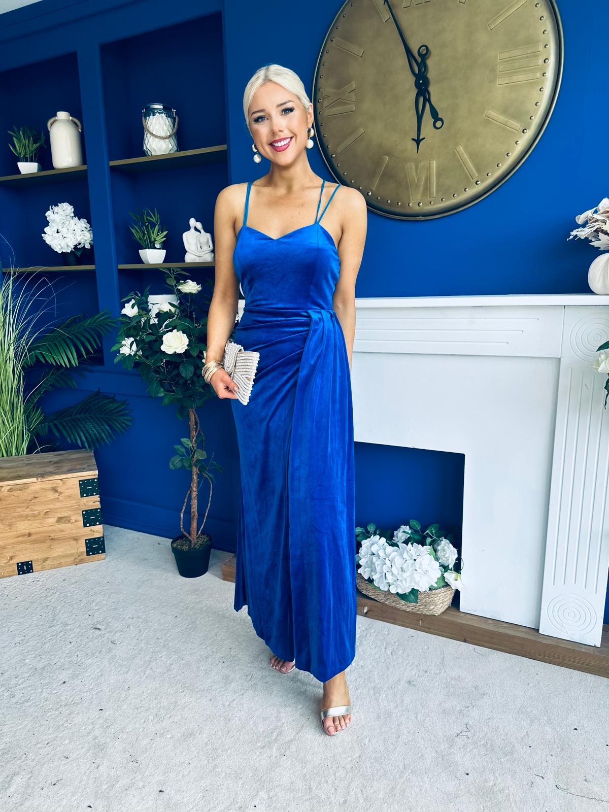 Piper Drap Detail Midi Dress Cobalt