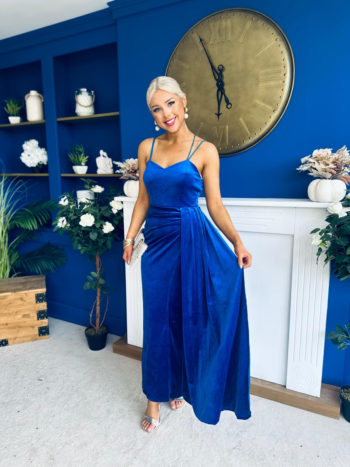 Piper Drap Detail Midi Dress Cobalt