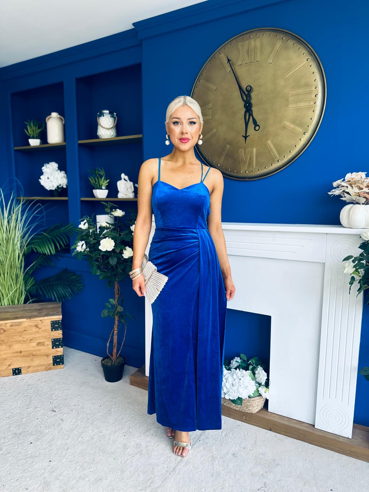 Piper Drap Detail Midi Dress Cobalt