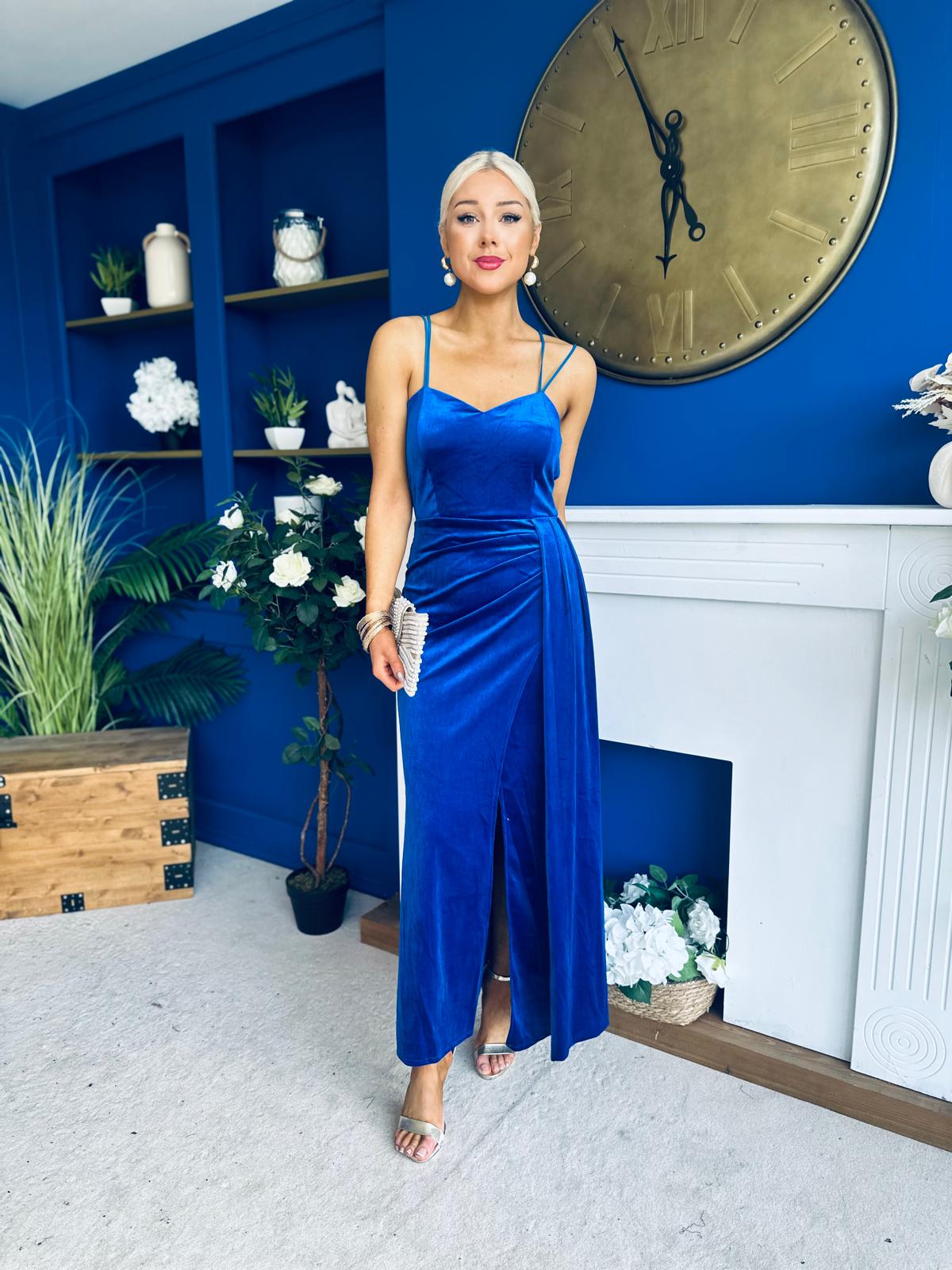 Piper Drap Detail Midi Dress Cobalt