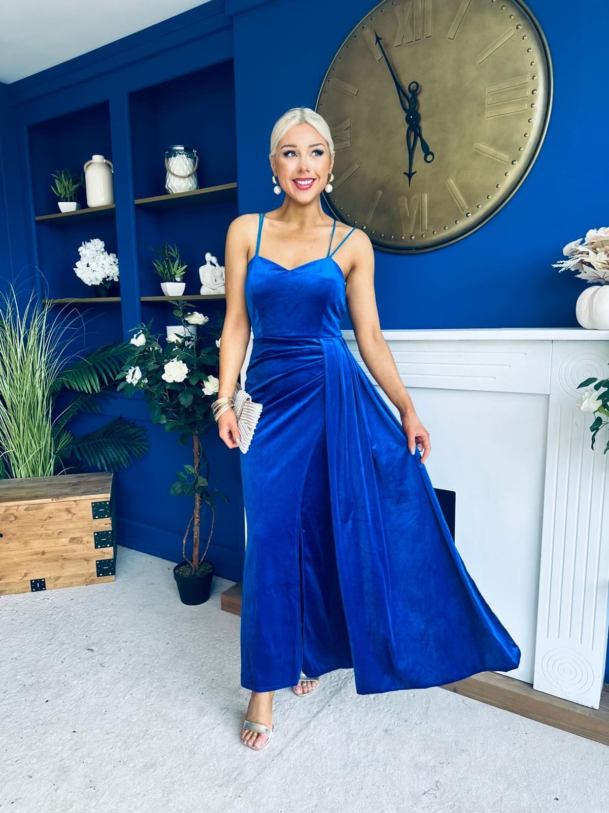 Piper Drap Detail Midi Dress Cobalt