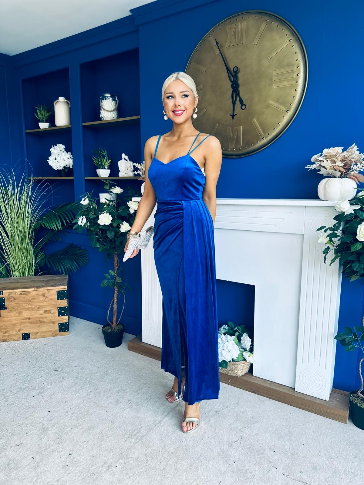 Piper Drap Detail Midi Dress Cobalt