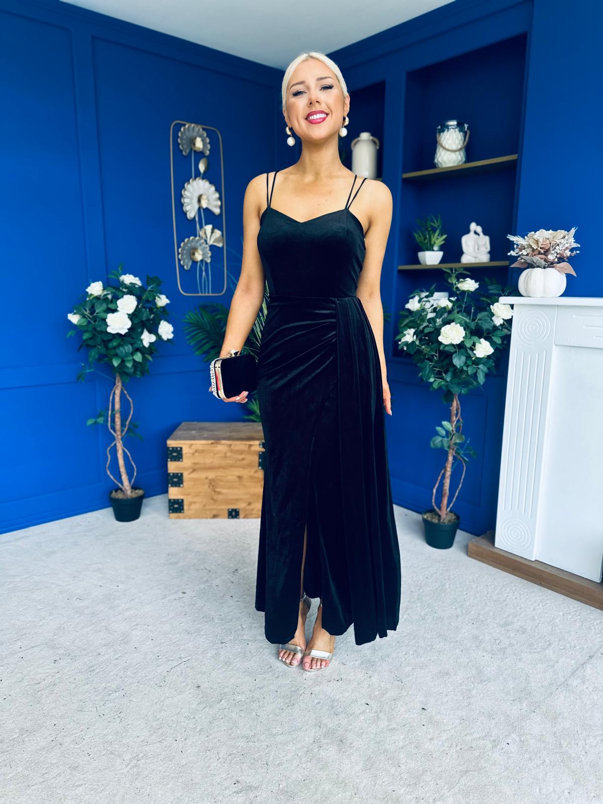 Piper Drap Detail Midi Dress Black